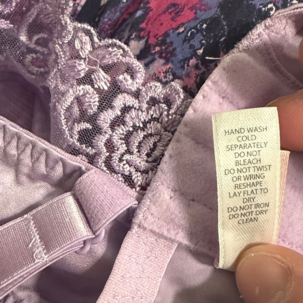 Jezebel Women’s Lace Plaid Sheer Underwire Bra Lingerie Purple Size 38DD/E - Picture 6 of 6